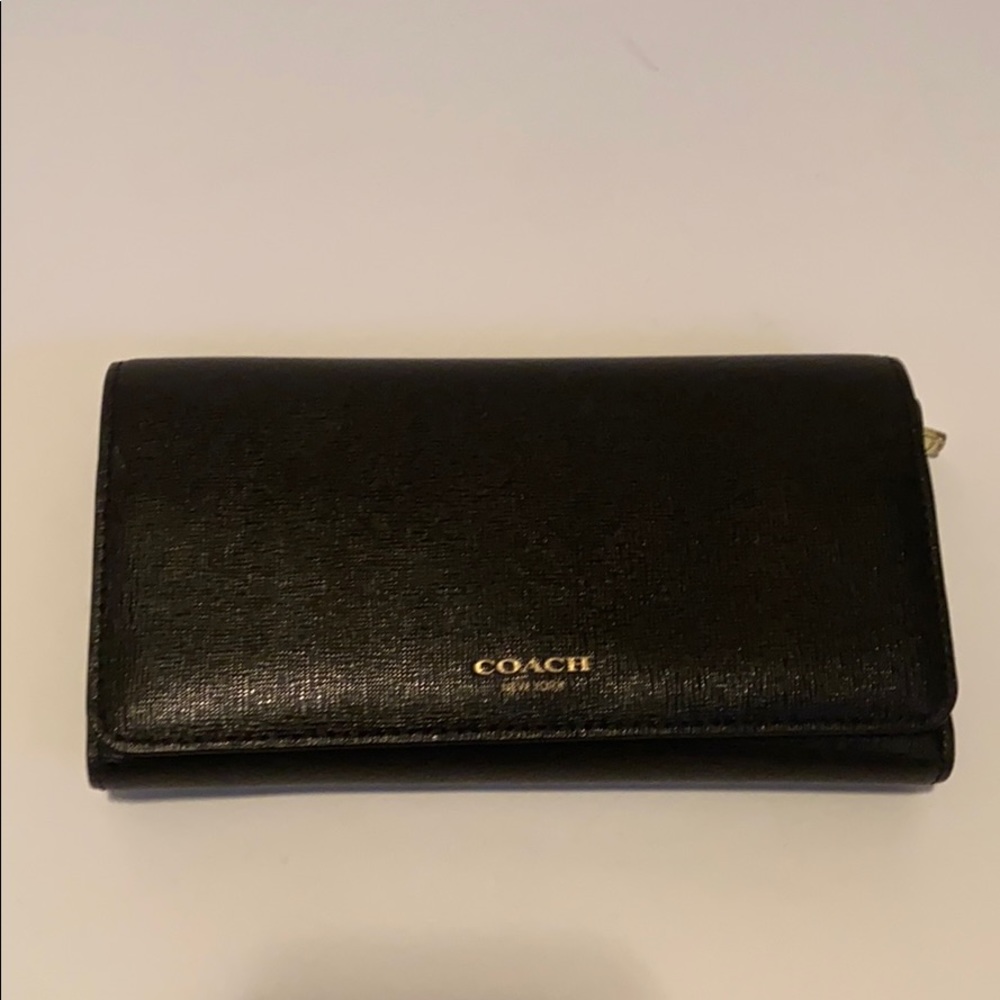 Coach black wallet clutch with matching checkbook